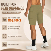 Shorts de performance pour hommes OEM personnalisés, extensibles, doux, respirants, à compression, mi-longs, avec poche et taille élastique