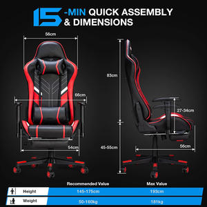 <span class=keywords><strong>Silla</strong></span> <span class=keywords><strong>Gamer</strong></span> Ergonómica de 7 Puntos de Masaje, Personalizable, para PC, Negra y Roja, con Reposacabezas - Product Image 4