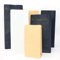 Sac d'emballage pour café en papier kraft écologique de 250 g avec logo personnalisé imprimé, fond plat, fermeture éclair et valve