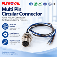 Connecteur circulaire à montage sur panneau, multipin, 2, 3, 4, 5, 6, 7 broches, pré-câblé, métallique, fileté, OEM, connecteur circulaire industriel à montage sur panneau