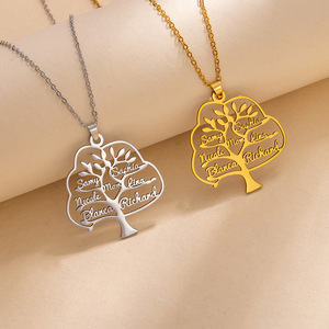 <span class=keywords><strong>Collier</strong></span> personnalisé avec nom en acier inoxydable plaqué or 18 carats, motif <span class=keywords><strong>de</strong></span> plante en bambou, <span class=keywords><strong>collier</strong></span> sportif pour femme, chaîne <span class=keywords><strong>de</strong></span> pull - Product Image 1