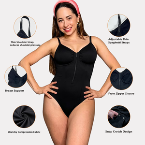 Body string sculptant sans couture avec bretelles réglables et fermeture éclair frontale, Gaines colombiennes pour le contrôle du ventre et un ventre plat - Product Image 4