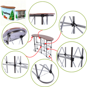 Comptoir <span class=keywords><strong>de</strong></span> bar pliable en forme d'arc avec surface en bois et structure repliable <span class=keywords><strong>pour</strong></span> une utilisation en extérieur ou en intérieur - Product Image 4