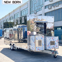 Camioneta de Comida Pequeña Usada Convertida, Camión Cocina Móvil con Estructura de Aluminio, Fibra de Vidrio y Acero Inoxidable Resistente a la Oxidación, Conducible, en Venta