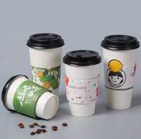 Importation de Chine de gobelets en papier à café chaud jetables biodégradables personnalisés imprimés avec couvercle et manchon à vendre