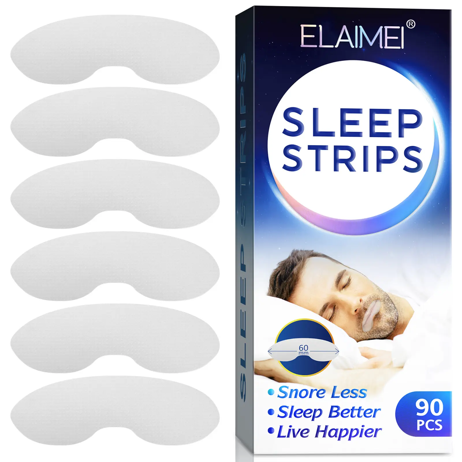 Elaimei Private Label Verbetering Van De Slaapkwaliteit Instant Anti Snurk Apparaten Medische Kwaliteit Transparante Mond Tape