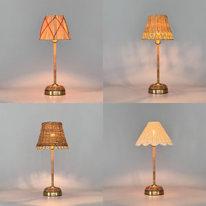 <strong>Bamboo</strong> Rechargeable Table <strong>Lamp</strong> Woven Rattan <strong>Shade</strong> Iron Base Eco Natural Coastal Farmhouse Living Room Hotel LED Table <strong>Lamp</strong> - Product Image 5