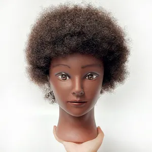 Голова манекена афро с 100% человеческими волосами, тренировочная голова манекена, косметологическая голова куклы для парикмахеров