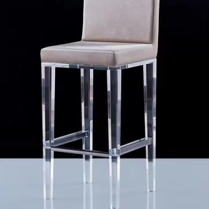 Kursi bar santai pabrik furnitur akrilik kursi akrilik modern dengan bantal kulit dan kursi makan untuk ruang makan - Product Image 1