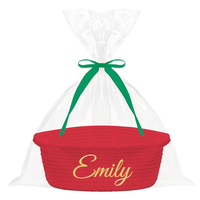 Panier-cadeau personnalisé de petite taille avec sacs-cadeaux en coton tressé pour bébé et rubans – Ensemble durable