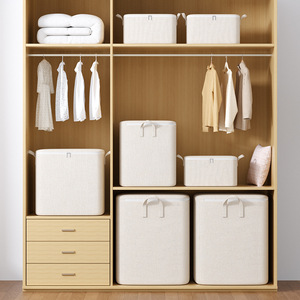 Cotton Linen Storage Bag Off White Rectangle Large Capacity Clothing Organizer Moving Seasonal Storage - Product Image 3