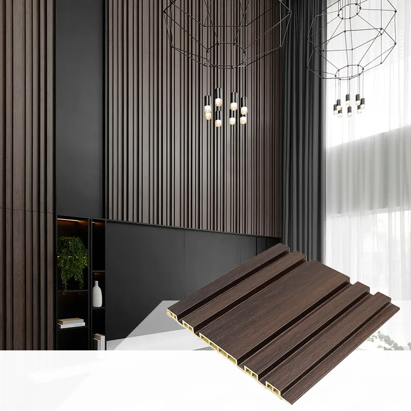Precio de fábrica Panel de pared decorativo de grano de madera Panel de pared WPC estriado interior de fibra de Bambú
