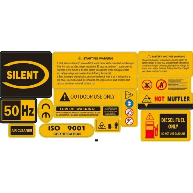 Sunscreen stickers anti-UV generator sets electrical equipment machinery PVC safety warning labels