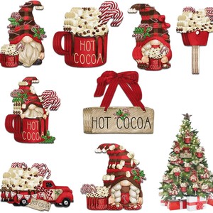 Ensemble de pendentifs en buis nain transfrontalier pour Noël, décorations d'arbre, décoration intérieure, fournitures d'arrangement sur le thème du chocolat chaud festif, artisanat - Product Image 5