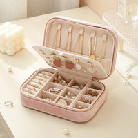 Étui de voyage personnalisé en velours et plastique, multi-couleurs, avec logo sur mesure, double fermeture éclair, pour bijoux, petit format, emballage pour bagues, impression possible
