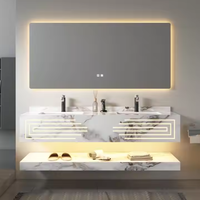 Meuble-Lavabo de Salle de Bain Moderne 120cm Double Vasque avec Miroir LED et Vasque en Céramique, Vente Chaude