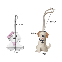 Porte-clés de voiture en cuir PU gris avec pendentif chien, breloque de sac en forme d'animal de dessin animé