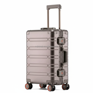 Classic Silver All Aluminum Fashionable Luggage 100% Metal <strong>Suitcase</strong> TSA <strong>Lock</strong> 4-Wheel Spinner Unisex Cabin Checked Trolley - Product Image 2