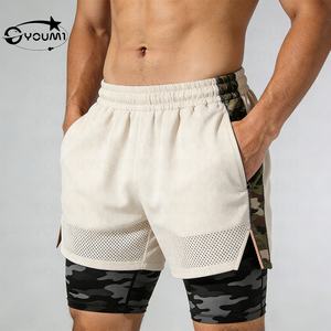 यू. मी कस्टम विभाजन 2 1 स्लिम फिट संपीड़न पहनने वाले स्पैन्डेक्स इलास्टिक कमर कैमलारूम पुरुषों के जिम - Product Image 1