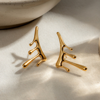 Boucles d'oreilles de luxe en acier inoxydable plaqué or 18 carats PVD, forme goutte de lave liquide irrégulière, pour femmes