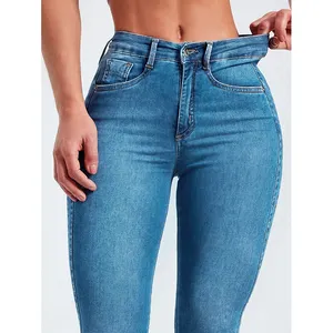 High Quality Women Pants Plus Size Custom Jeans Light Breathable Skin Friendly High Waist Slim Casual Jeans