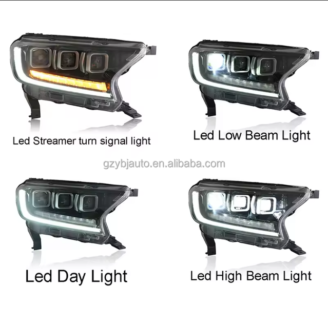 YBJ LED Projector Headlight for Ford Ranger T7 T8 2016-2021 Car Accessories Modified Sequential Indicator Turn Signal New