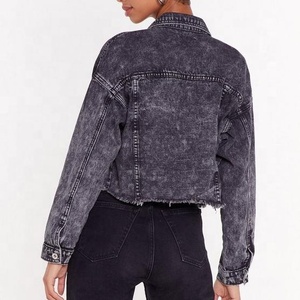 Prix usine recadrée oem <span class=keywords><strong>veste</strong></span> <span class=keywords><strong>en</strong></span> <span class=keywords><strong>jean</strong></span> noir <span class=keywords><strong>veste</strong></span> <span class=keywords><strong>en</strong></span> <span class=keywords><strong>jean</strong></span> pour les femmes - Product Image 2