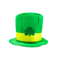 Chapeau Fedora Vert Unisexe pour la Fête de la Saint-Patrick, avec Trèfles Irlandais et Barbe, Idéal pour Carnaval, Spectacles et Cérémonies