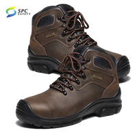 Chaussures de sécurité anti-eau entièrement en cuir anti-froid pour l'hiver chaussures de sécurité imperméables pour la construction minière chaussures de sécurité imperméables boisées marron pour hommes