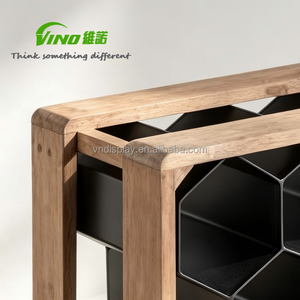 Modern Hexagonal Wooden & Metal Countertop Wine Product Display, Multi-Bottle Home & Bar Wine Storage Rack - Product Image 6