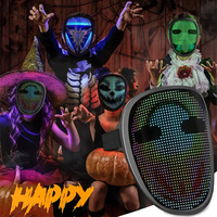 Masque de fête LED pleine couleur en PVC, programmable via application Bluetooth, taille adulte, pour Halloween, Noël, cosplay, 2074 LED, 2000 mAh