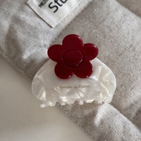 Pince à cheveux florale moyenne en acétate de cellulose Qianjin, pince requin pour coiffures mi-attachées, accessoires capillaires haut de gamme en gros