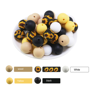 Offre spéciale : Perles en <span class=keywords><strong>silicone</strong></span> de qualité alimentaire SYBBeads, 100 pièces, assortiment de couleurs aléatoires de 15 mm, thème personnalisé, pour lanières et stylos, vente en gros - Product Image 4