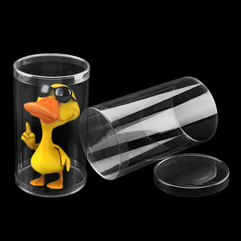 Embalagem de tubo de cilindro de plástico transparente personalizado, recipientes de cilindro transparente para brinquedo, tamanho personalizado, formato redondo e transparente