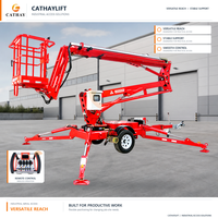 CATHAYLIFT 200kg 10m elektrikli adam kaldırıcı teleskopik bomlu bomlu kaldırıcı çalışma platformu