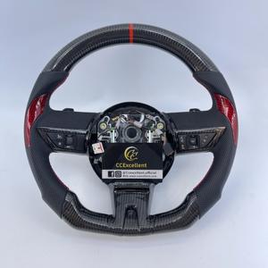 CCExcellent Volant en fibre de carbone personnalisé, design sportif de luxe avec LED en cuir perforé et point rouge pour <span class=keywords><strong>Camaro</strong></span> SS - Product Image 1