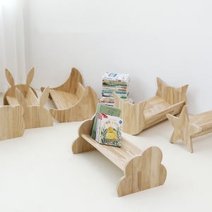 Étagère à livres en bois massif en forme de dessin animé mignon pour enfants avec des étagères pour livres de dessin, bibliothèque pour bébé - Product Image 5