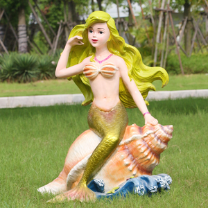 Sculpture en fibre de verre de banc en forme de coquillage de dauphin de dessin animé, thème sous-marin, méduse, crabe, statue de paysage extérieur pour parc d'attractions - Product Image 4