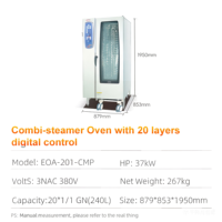 Four combiné numérique électrique en acier inoxydable à 20 niveaux - Four à cuisson et vapeur commercial pour restaurants/hôtels 380V, nettoyage facile