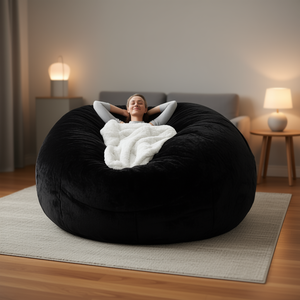 Funda Redonda Extra Suave para Silla Puff de Terciopelo Pv, Extraíble, Contemporánea, para Hogar u Oficina, Color Negro - Product Image 2