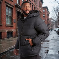 Veste matelassée imperméable à capuche et col montant pour homme, fermeture éclair, rembourrage 100 % nylon, collection hiver, par Malvan Enterprises