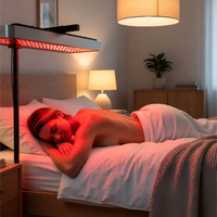 Mécanisme de bureau debout réglable en fer pneumatique, support de levage, réglage de la hauteur 90-138 cm, panneau de luminothérapie rouge, base mobile