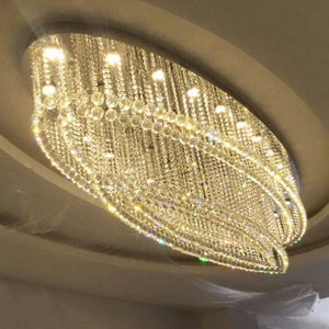 Lámpara de Araña de Cristal Rectangular con Acabado Dorado, LED E26, 3500K Blanco Cálido, Altura Ajustable, Ra90 CRI, Garantía de 5 Años, Iluminación para Hoteles - Product Image 3