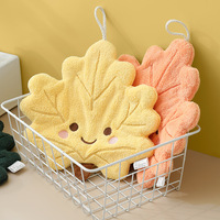 Serviette à main en polaire corail à motif de feuilles vertes, brodée, extra-large, épaisse et absorbante, pour cuisine et salle de bain
