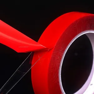 Fast Delivery 50m Length Custom Width Red Polyester Tape High Adhesion Double Sided PET Film Tape