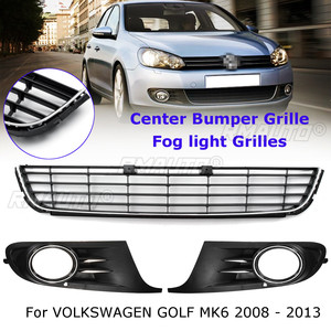 Rejilla Delantera Inferior Central Negra para Parachoques + Rejilla para Faros Antiniebla para VW Golf MK6 2008 2009 2010 2011 2012 2013 - Product Image 1