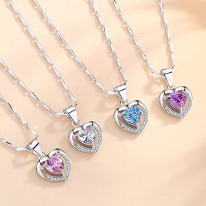 Moda S925 gioielli in argento <span class=keywords><strong>collana</strong></span> <span class=keywords><strong>cuore</strong></span> <span class=keywords><strong>oceano</strong></span> rame placcato argento moda blu regalo anniversario di san valentino - Product Image 6