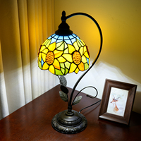   Lampe de table, lampe en verre teinté tournesol, lampes de chevet antiques de 8 pouces pour chambre à coucher, salon, bureau à domicile