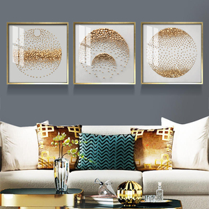 Lussuoso Quadro 3D in Alluminio per Soggiorno, Immagine <span class=keywords><strong>di</strong></span> Cristallo Dorato, Arte Murale in Porcellana Cristallina - Product Image 1