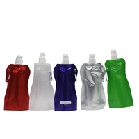 Pochette d'eau pliable personnalisable avec logo, avec bouchon verseur de qualité alimentaire, 500 ml, sac réutilisable anti-fuite pour jus et aliments visqueux